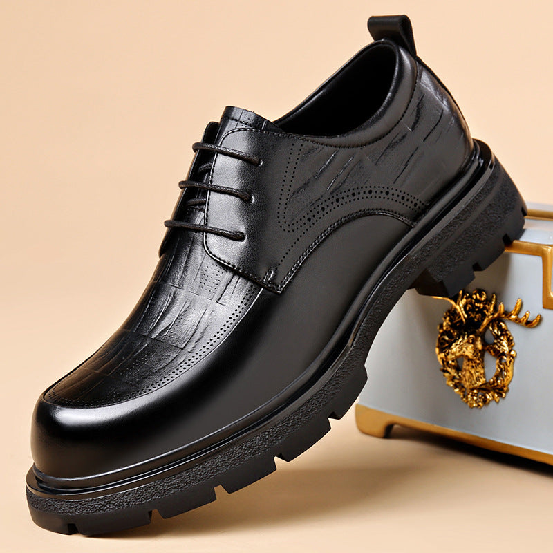 British Thick-Soled Dress Shoes – Black Wide Fit