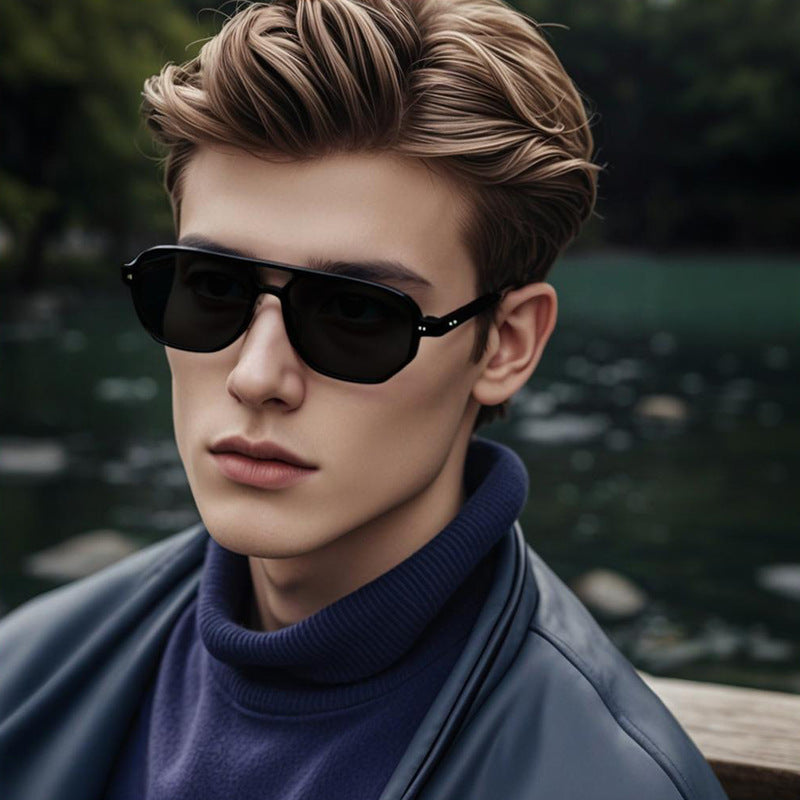 Men’s Double-Beam Aviator Sunglasses – UV & Glare Safe