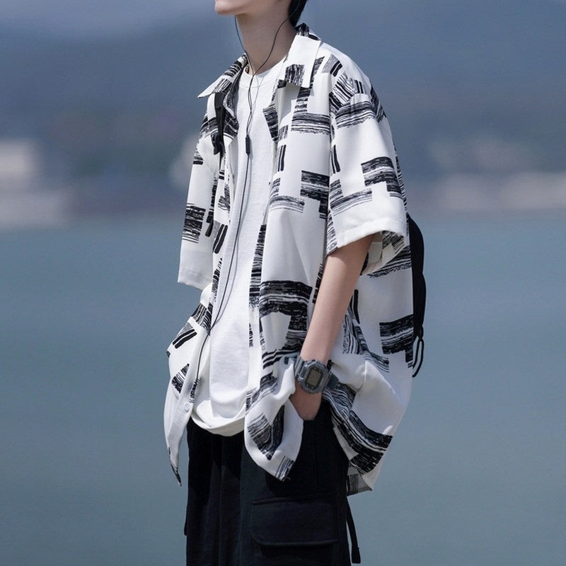 Men’s Striped Hong Kong Style Shirt Summer Nepal