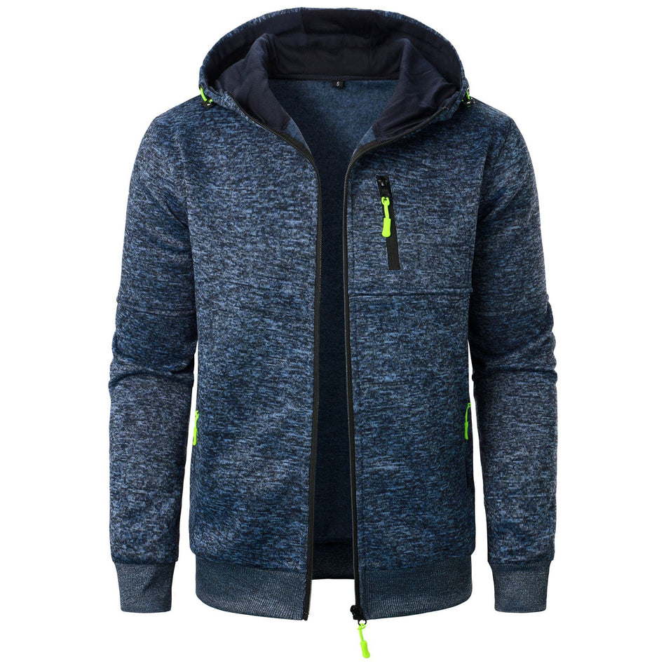Men’s Jacquard Sports Hoodie Knitted Cardigan Jacket