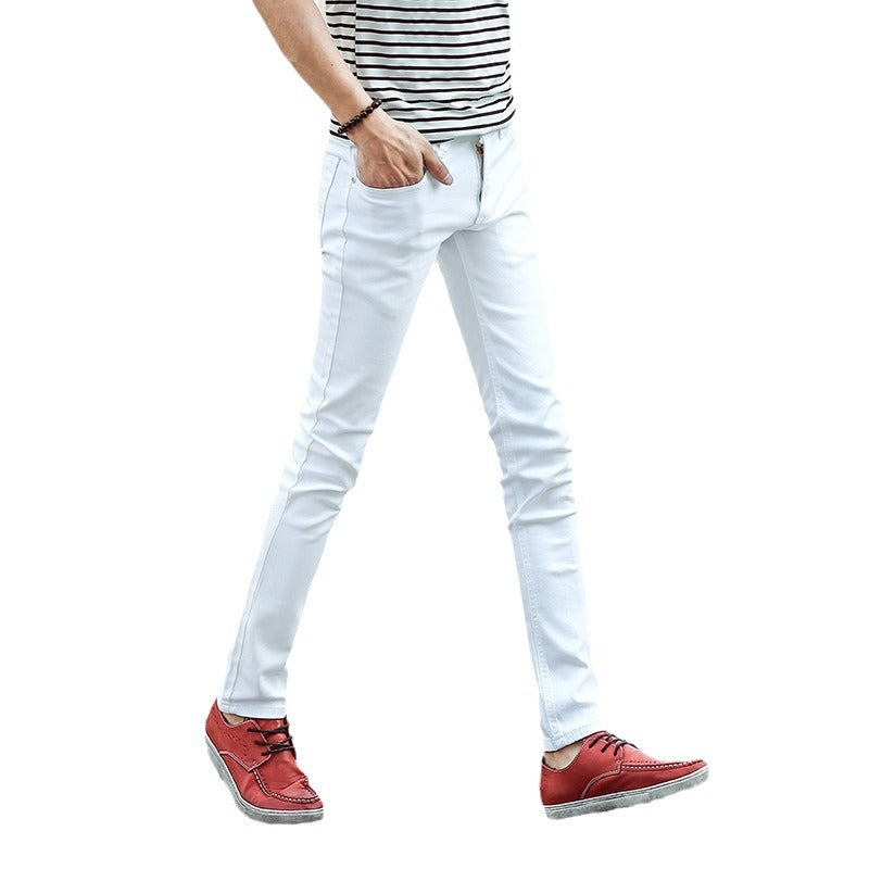 Summer Slim White Denim Pants – Korean Style Teen Men’s Jeans