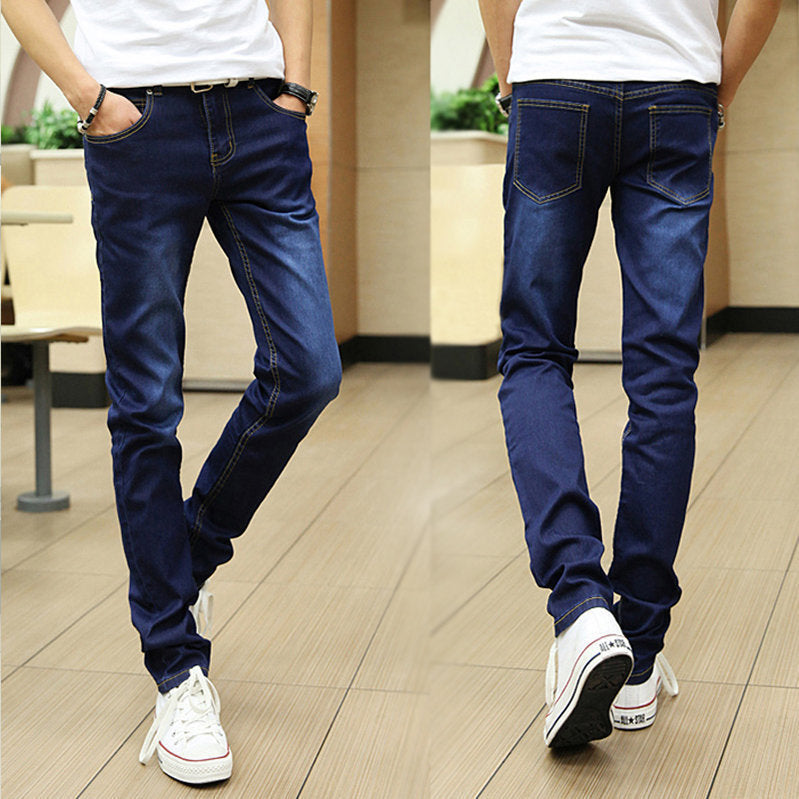 Men’s Slim Ripped Jeans – Korean Style Trendy Casual Pants
