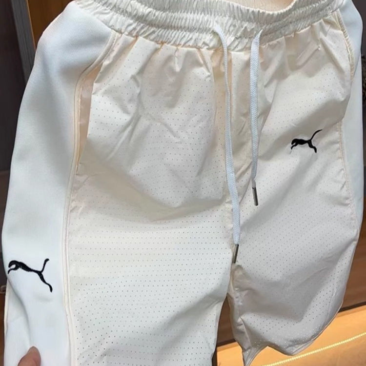 Men’s Summer Ice Silk Quick-Drying Shorts | Trendy Casual Five-Point Mesh Sports and Beach Breathable Pants