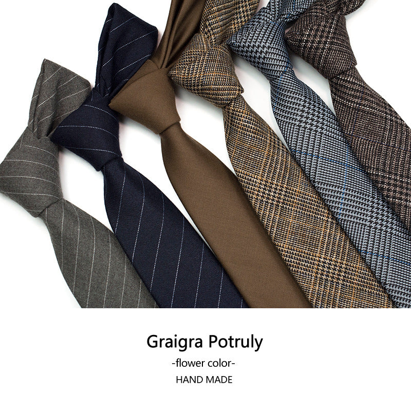 6cm Houndstooth Curry Gray Tie – Vintage Casual Look