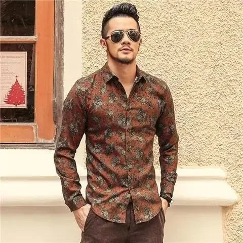 Men's Retro Floral Shirt | Long Sleeve Casual Top 🌸