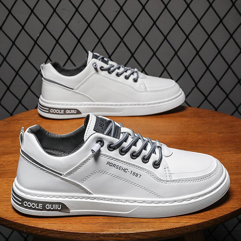 Men’s Spring White Sneakers – Korean-Style Casual Sports Shoes