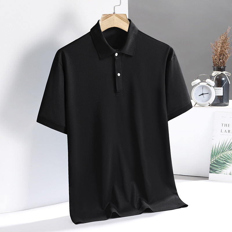 Men’s Summer Ice Silk Polo Shirt Thin Lapel Half Sleeve
