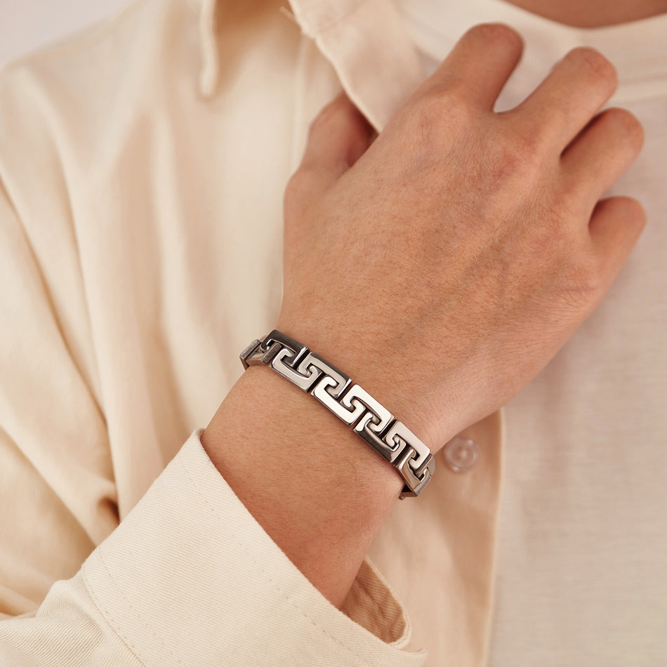 Geometric Titanium Steel Bracelet – Bold Punk Style