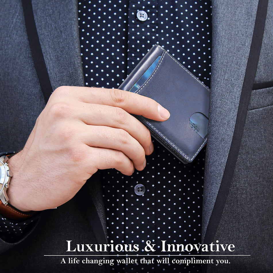 Men's Leather Wallet with Money Clip | Anti-Theft Card Case
