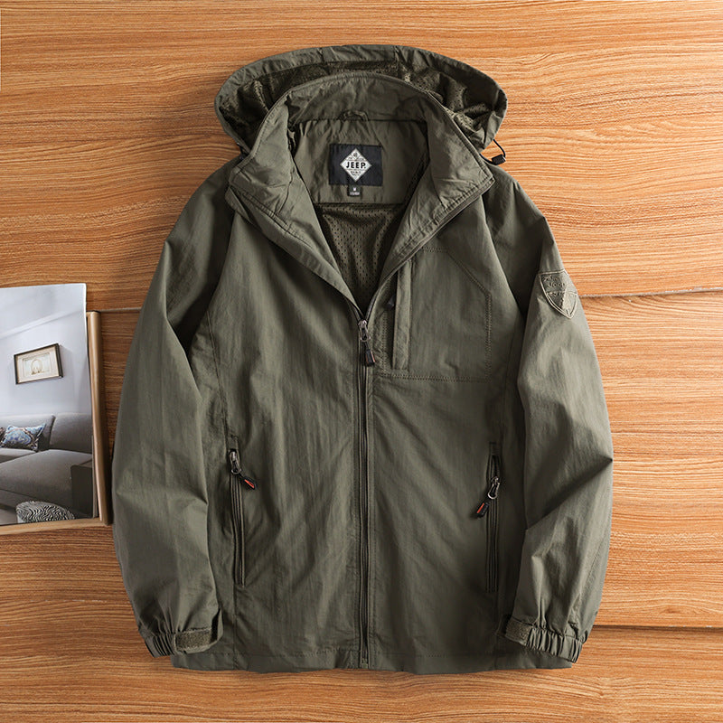 Men’s Outdoor Windbreaker Hooded Jacket Spring & Autumn