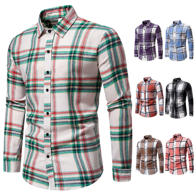 2024 Men’s Thick Plaid Shirt – Autumn Winter Casual