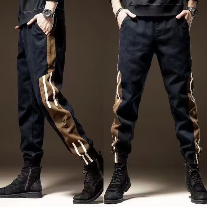Men’s Fashion Stitching Overalls – Loose Beam Pants