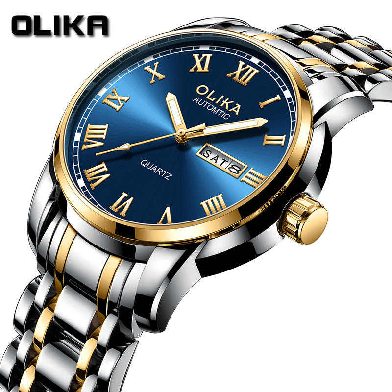Men’s Classic Stainless Steel Watch | Dual Calendar Quartz
