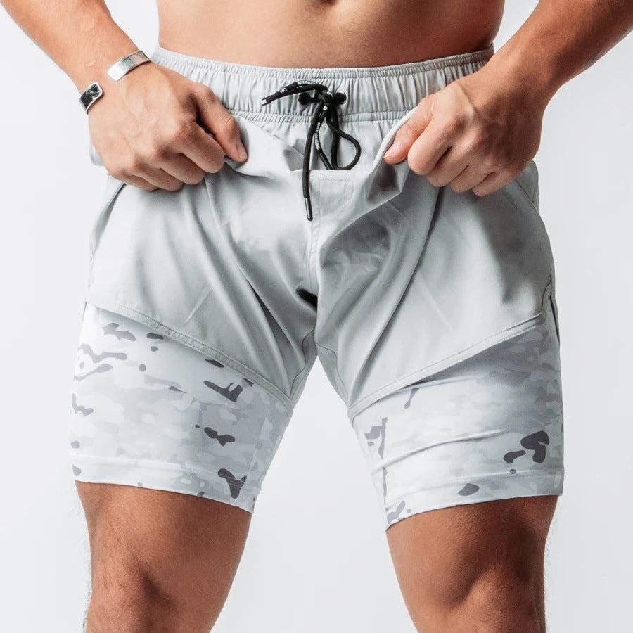 Men’s Summer Fitness Shorts – Quick-Dry Double-Layer Zipper Pockets