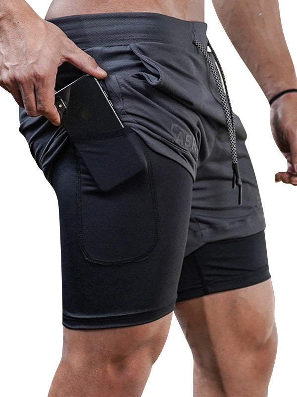Men’s Summer Double-Layer Shorts – Fake Two-Piece, Multi-Pocket