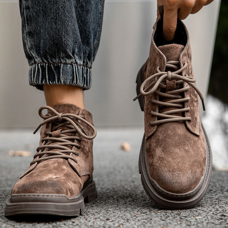 Beijiang Wolf Velvet High-Top Boots – British Style