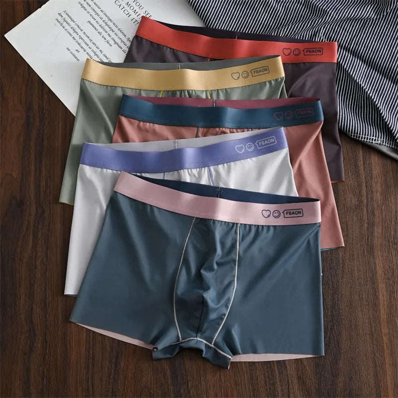 (Pack of 5)-Traceless Ice Silk Boxer Shorts | Cool & Breathable Fit