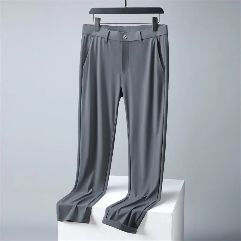 Men's Ice Silk Waterproof Suit Pants – Summer Thin Fit