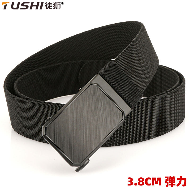 Elastic Nylon Belt – Woven Auto Buckle for Men