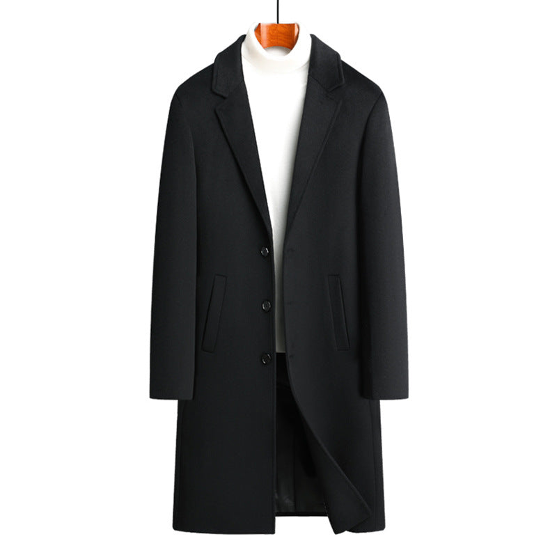 Men’s Long Wool Overcoat | Winter Cashmere Windbreaker