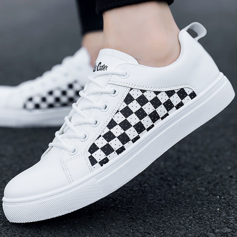 2024 Checkerboard Men’s Shoes – Extra-Large White PU Sneakers