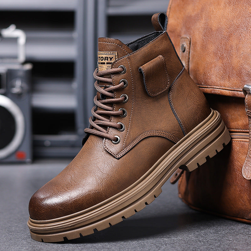 High-Top Retro Leather Boots – Rugged & Stylish