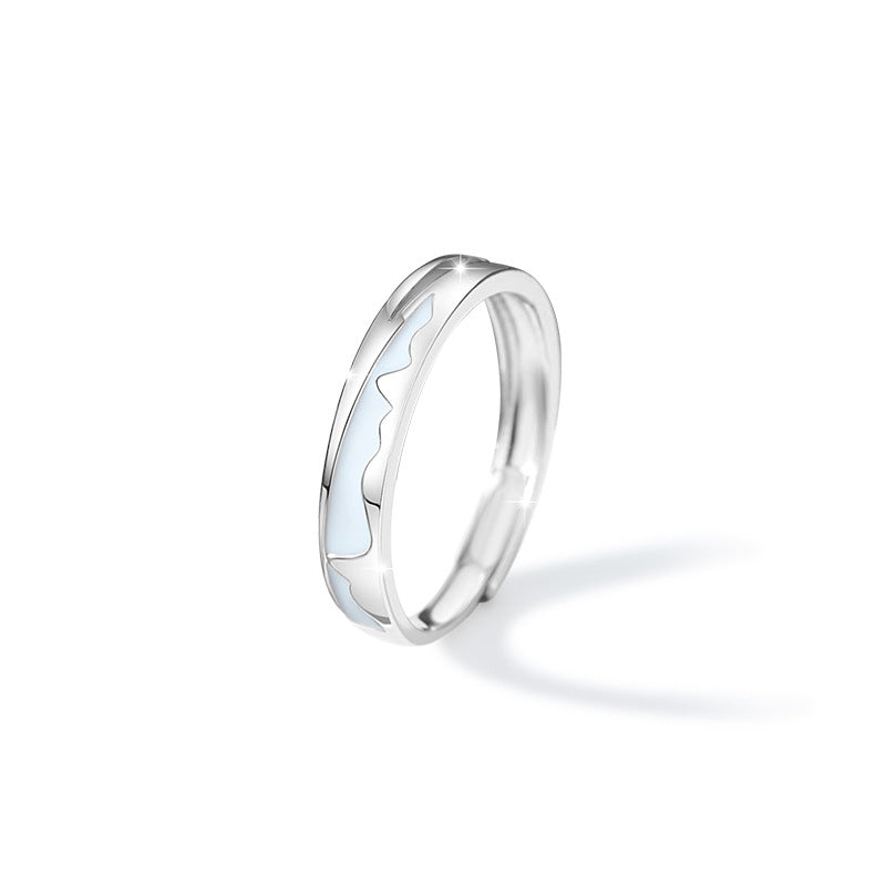 Luminous 925 Silver Couple Ring – Love Oath Zircon Set