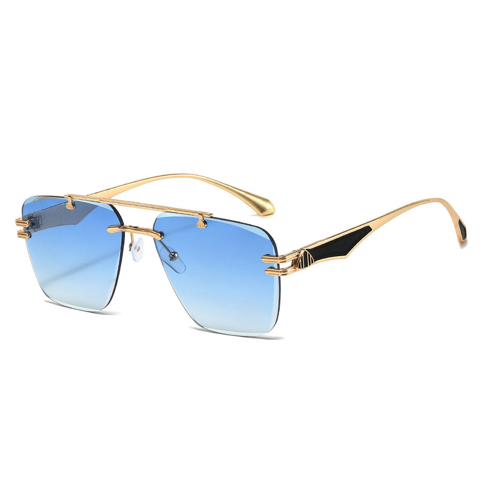 Trendy Frameless Men’s Metal Sunglasses for Driving