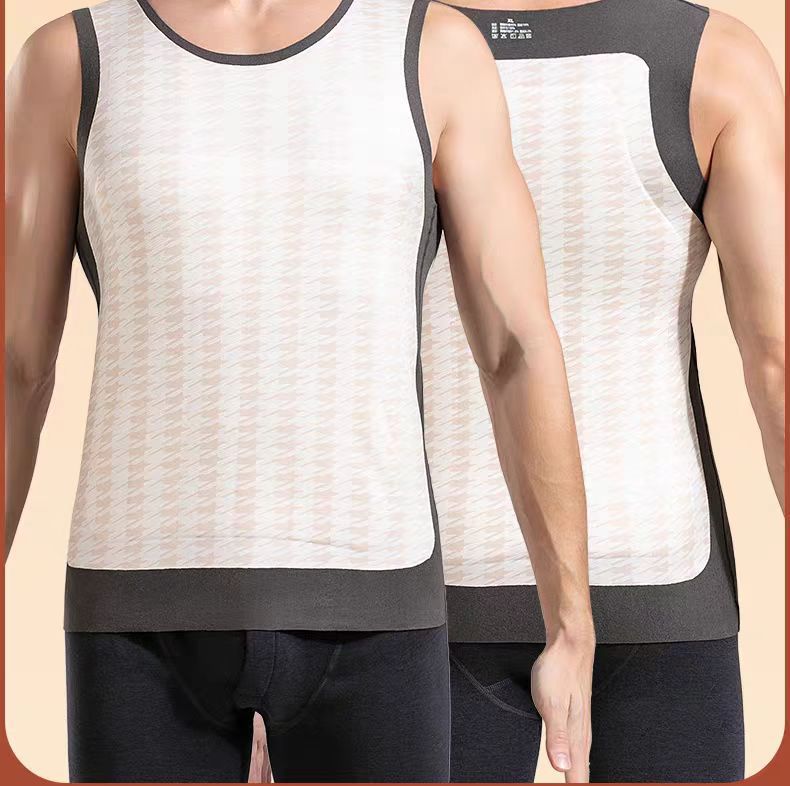 Men’s Wool Thermal Vest Fleece-Lined Seamless Sleeveless Top