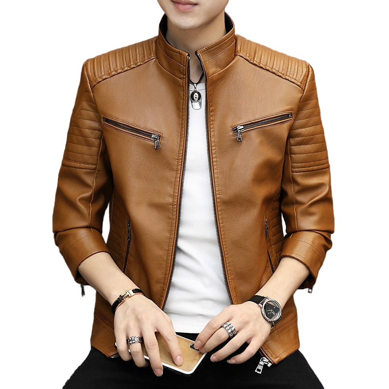 Haining Genuine Sheepskin Men's Leather Jacket | Spring Autumn Motorcycle Style