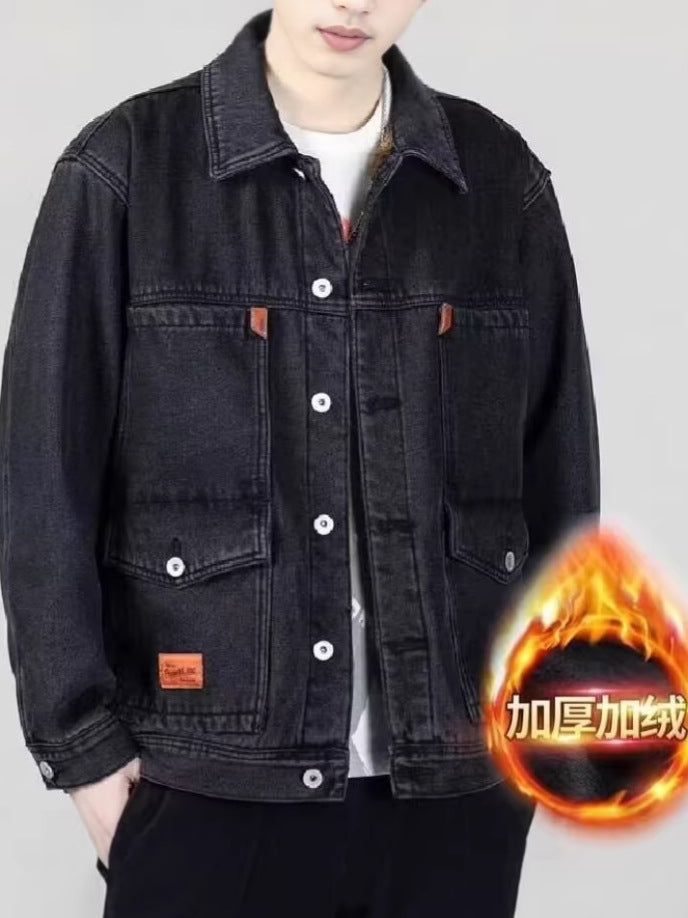 Men’s Thickened Denim Jacket – Autumn Winter Fashion