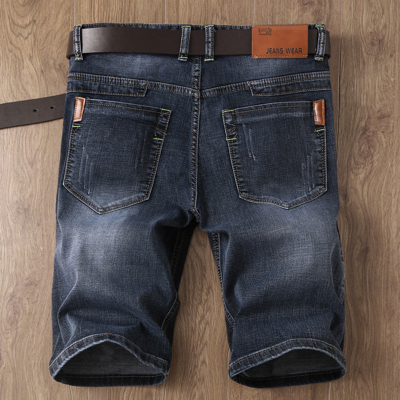 Men's Slim Black Denim Shorts Large Size