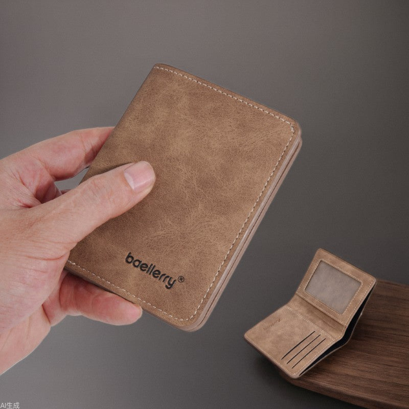 Men’s PU Leather Anti-Theft Short Wallet for Cards