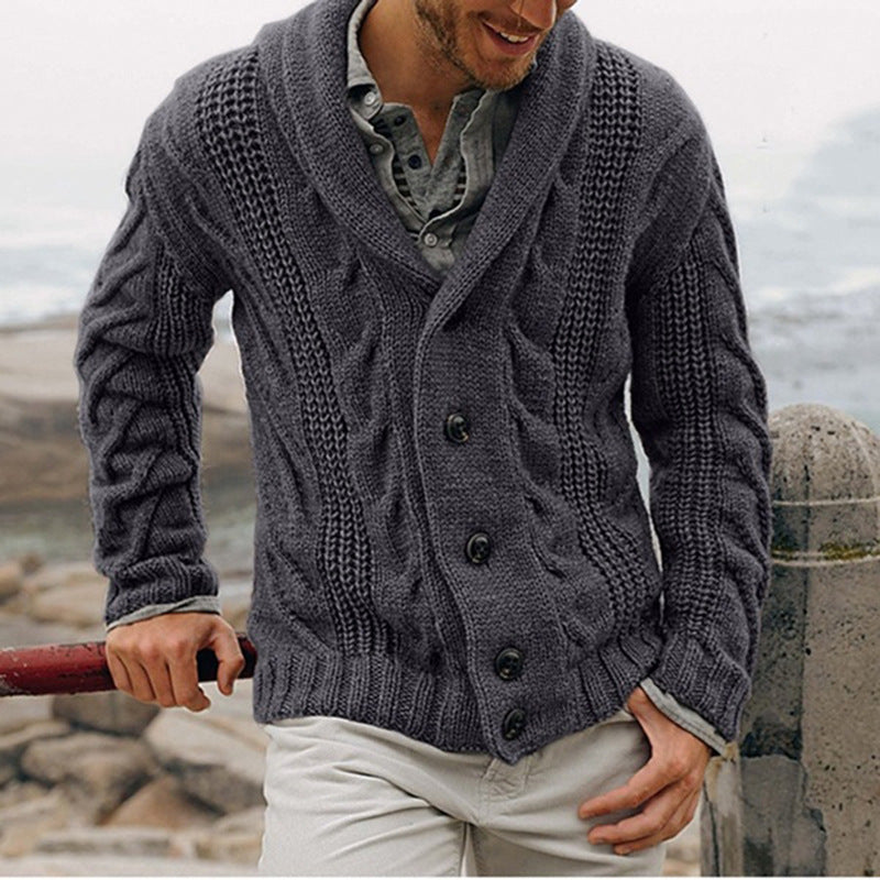 Men's Single-Breasted Lapel Sweater – Autumn Winter Trendy