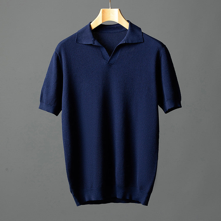 Summer Men's Pure Cotton Pineapple Lapel Casual Polo Shirt