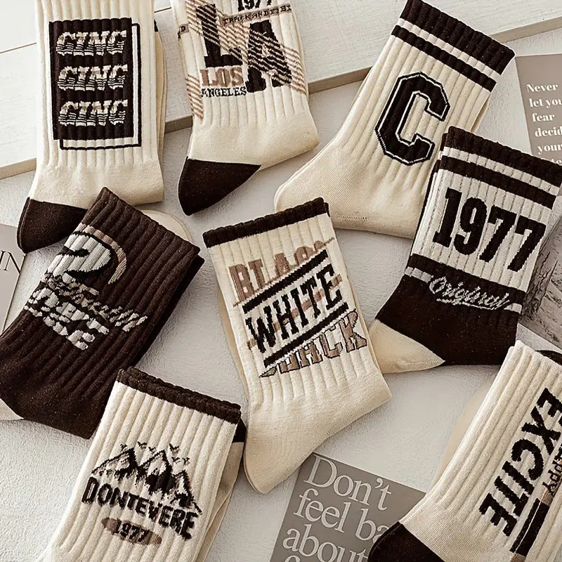 Men’s Trendy Retro Long Socks for Autumn/Winter- Pack of 8