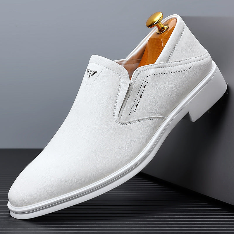 2024 Men’s White Leather Dress Shoes – British Style Pointed