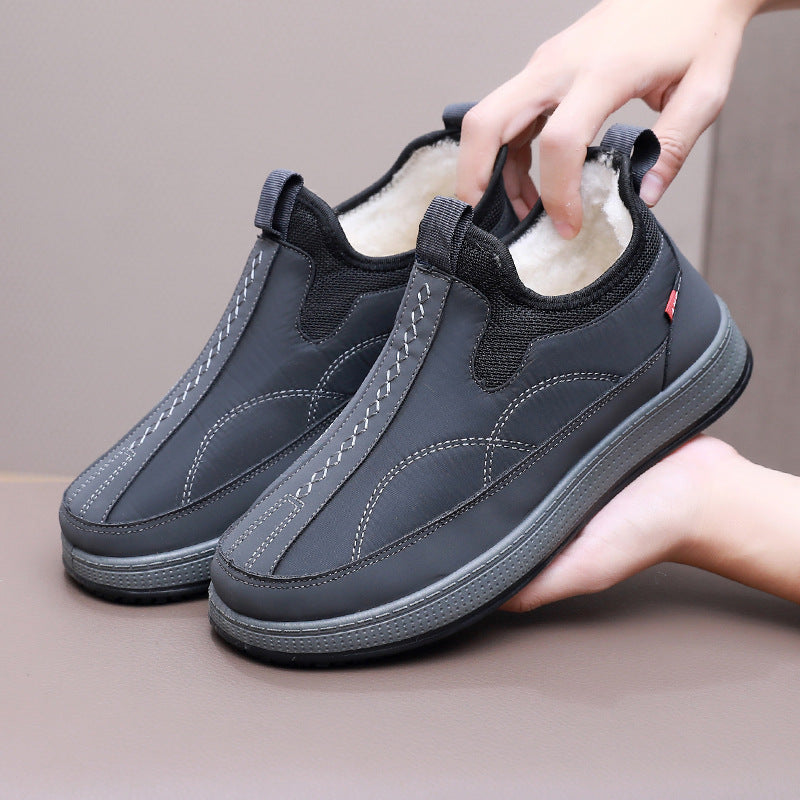 Men’s Winter Cotton Boots Fleece-Lined Thick Warm Dad Shoes