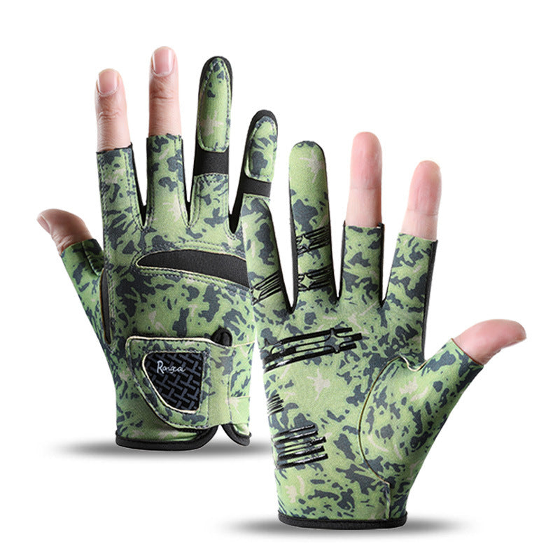 Men’s Ice Silk Sun Protection Half-Finger Gloves – Non-Slip Outdoor Riding & Fishing