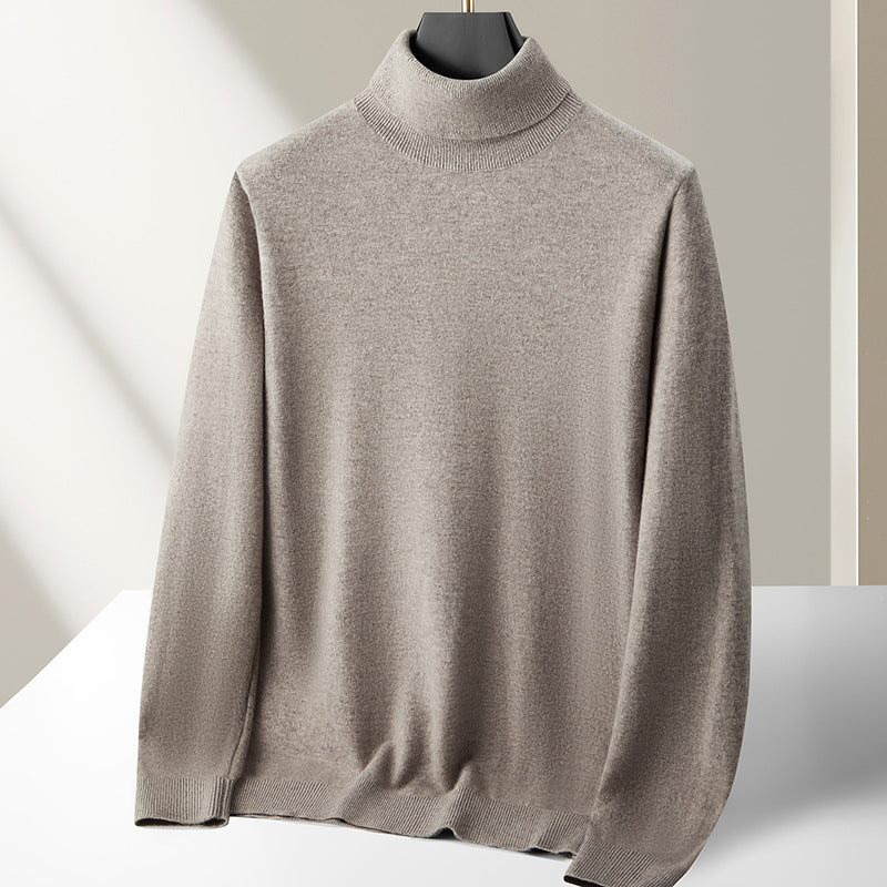 Men’s 100% Wool Sweater – High Collar Autumn/Winter Knit