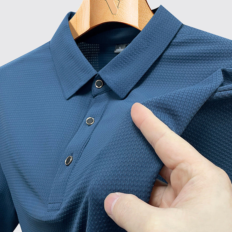 Ice Silk Polo Shirt – Cool Solid Business Casual Tee