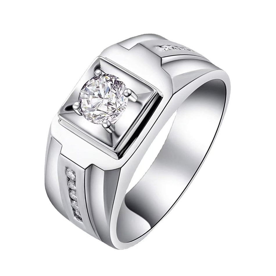 Men’s 925 Platinum Plated Moissanite Ring