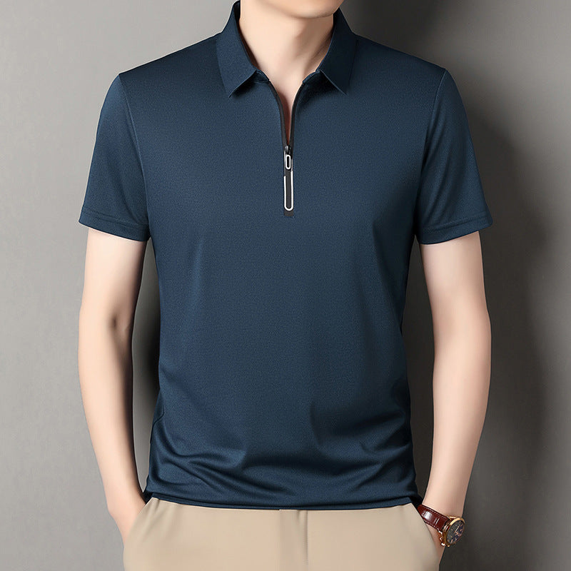 Men’s Casual Polo Zipper Short Sleeve T-Shirt