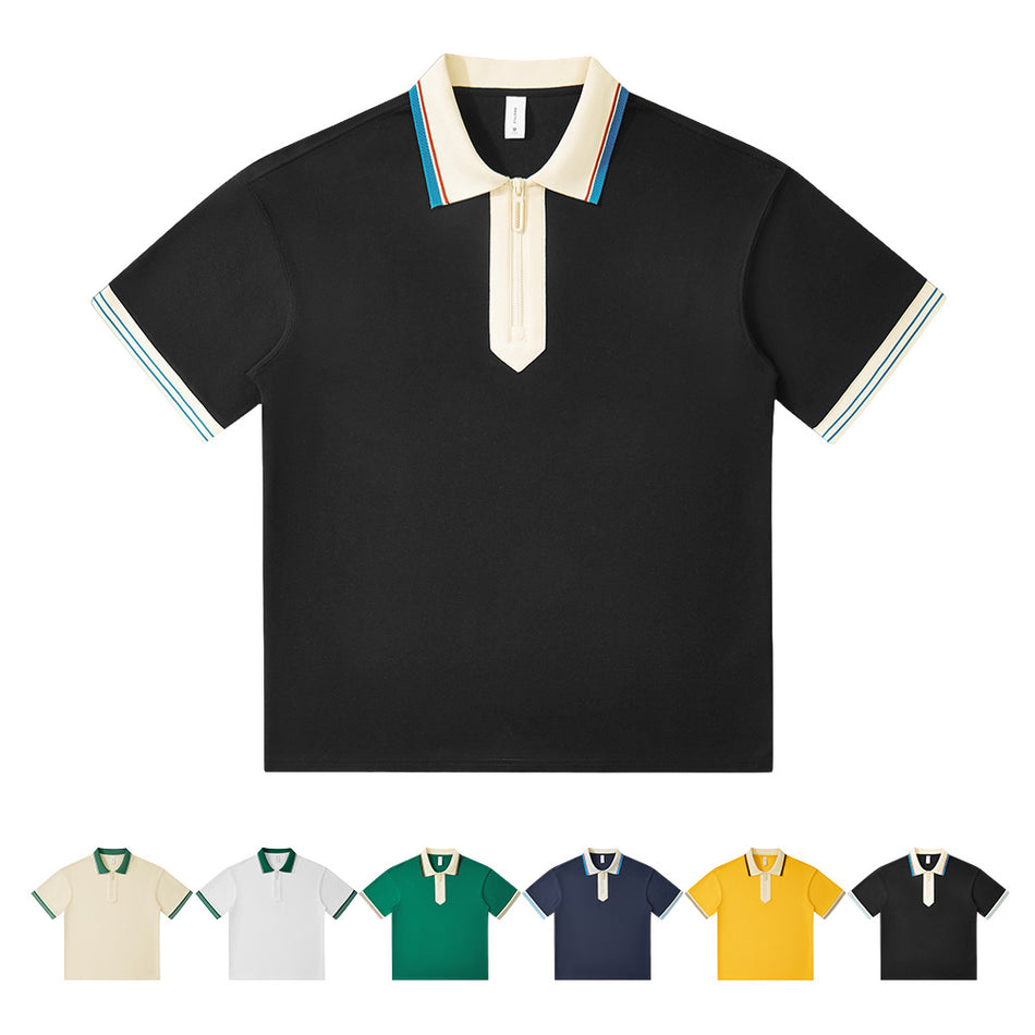 Men’s Contrast Polo Shirt – Jacquard Logo Work T-Shirt