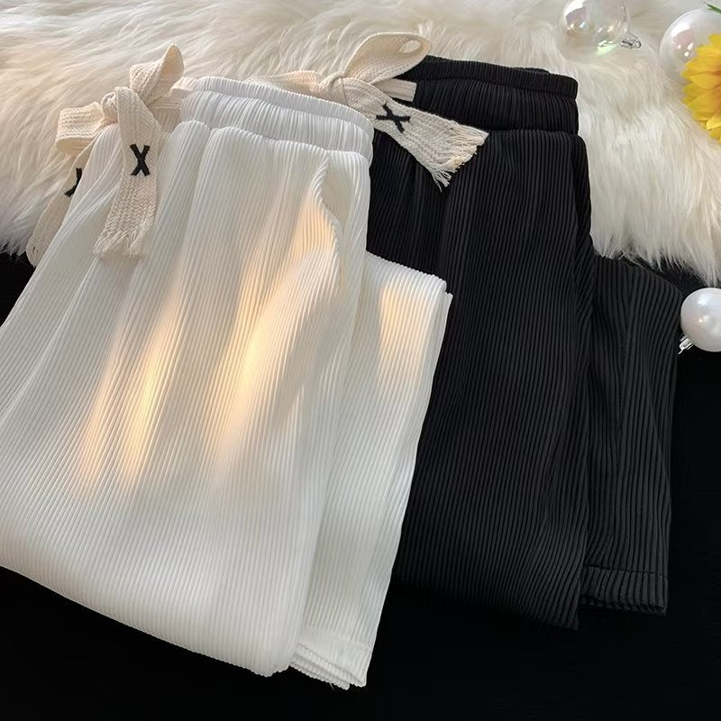 Men’s Ice Silk Wide Leg Casual Pants Summer Thin Loose