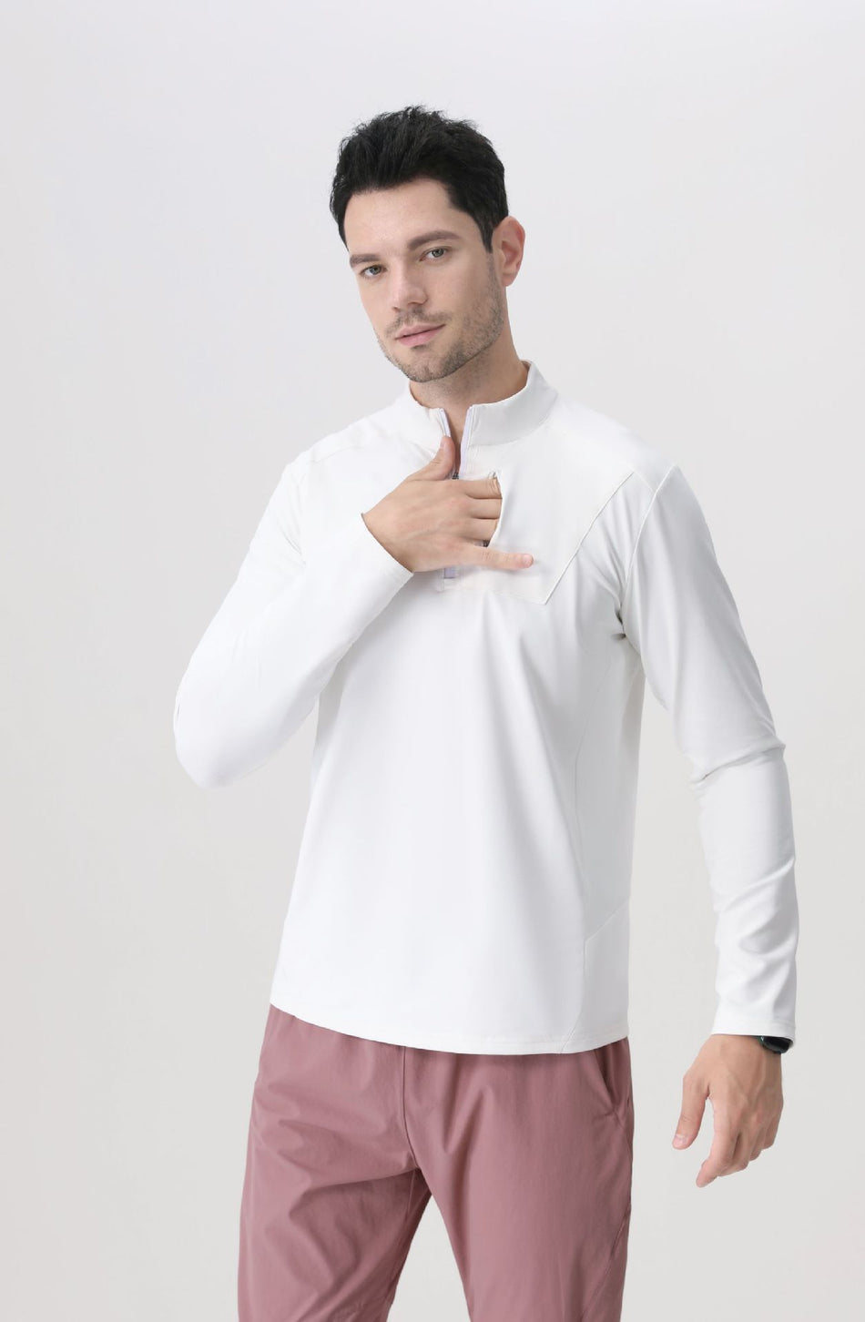 Men’s Long Sleeve Half-Zip Quick-Dry Sports T-Shirt