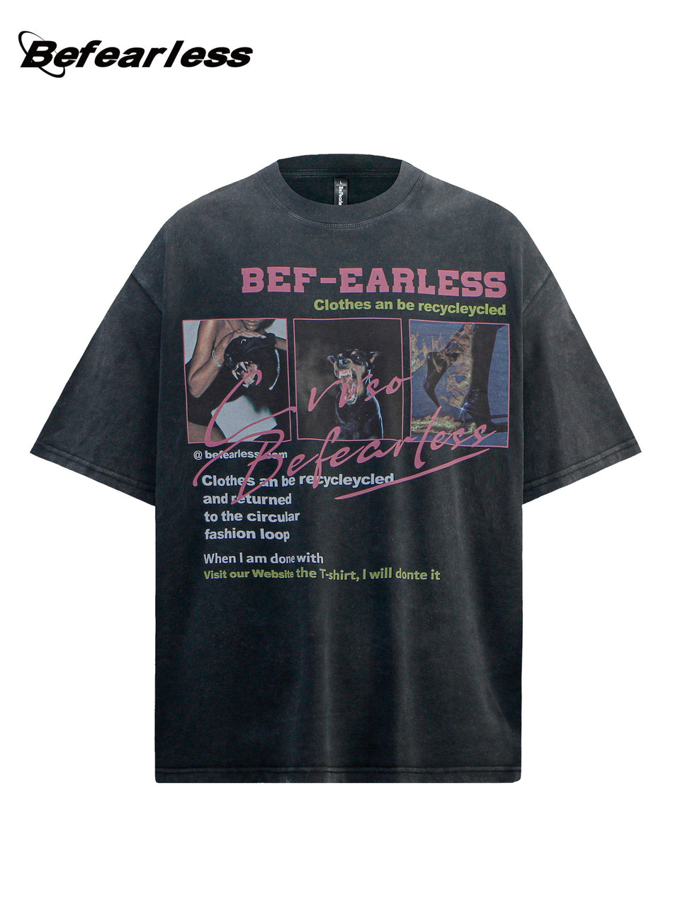 Retro Washed Letter T-Shirt