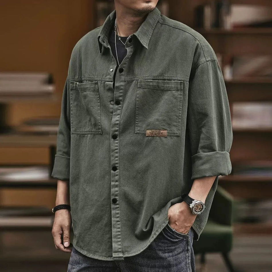 Men’s Shirt Jacket – Casual Solid Color Spring Layer