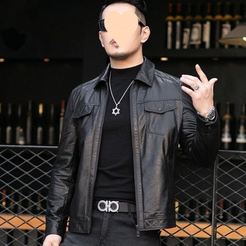 Men’s Slim Biker Leather Jacket – Korean Trendy Style