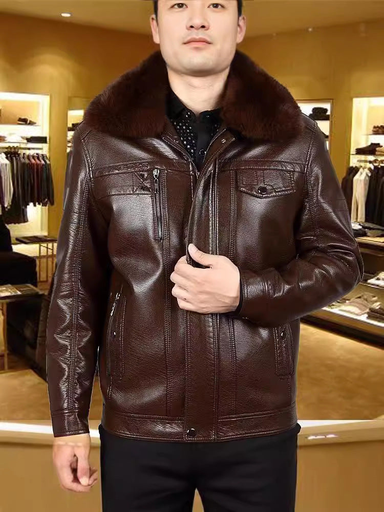 Men’s Leather Jacket with Fur Lining for Winter